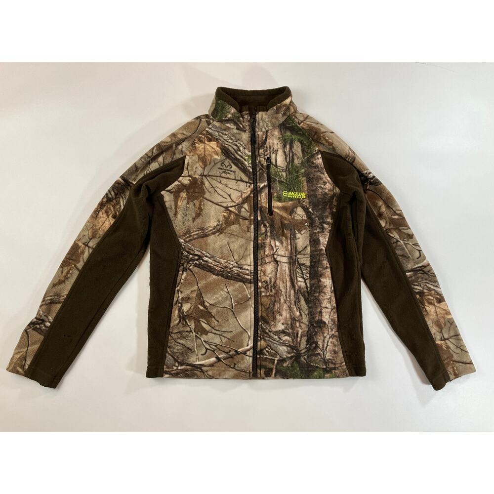 Magellan Outdoors Kids L Camo Fleece Jacket Full Zip Hunting Chest Pocket Boys